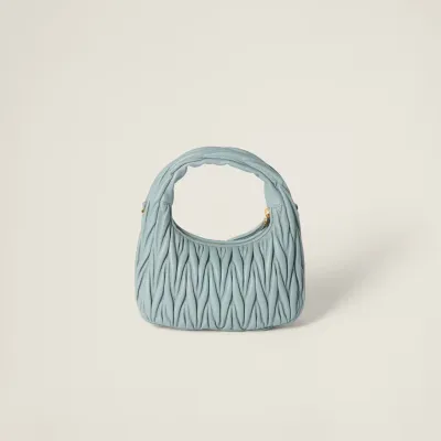 Miu Miu Wander Matelassé Quilted Lambskin Leather handbag Blue Crossbody Bags