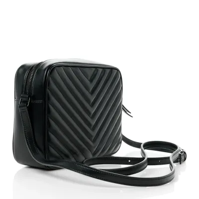 Saint Laurent Medium Lou Camera Bag Black Monogram Calfskin Matelasse Leather Black Hardware