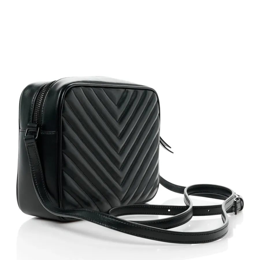 Saint Laurent Medium Lou Camera Bag Black Monogram Calfskin Matelasse Leather Black Hardware