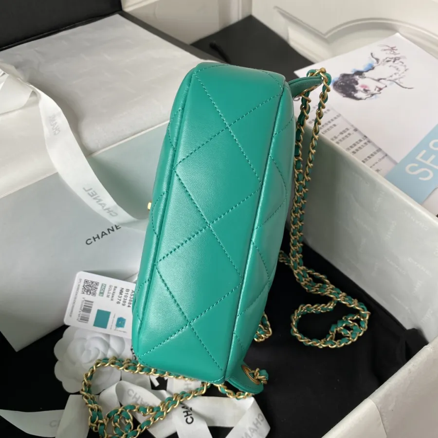 Chanel Green / White / Pink / Black Quilted Lambskin Leather Backpacks