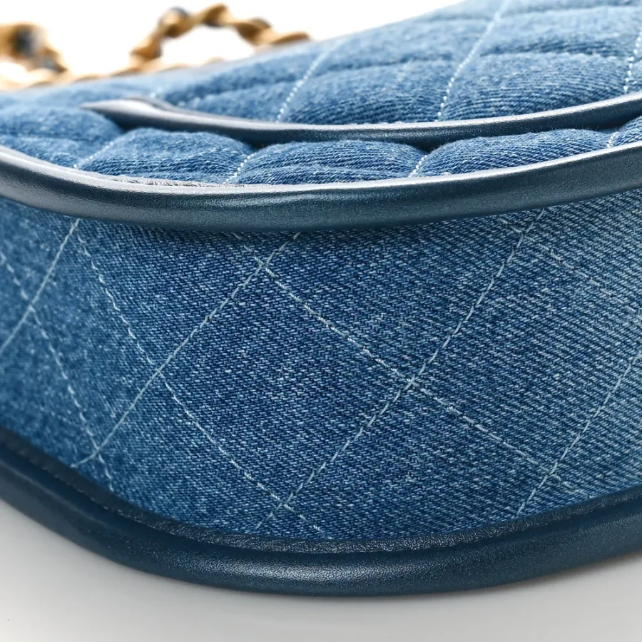 Chanel Hobo Medium Blue Quilted Washed Denim Aged Gold Hardware