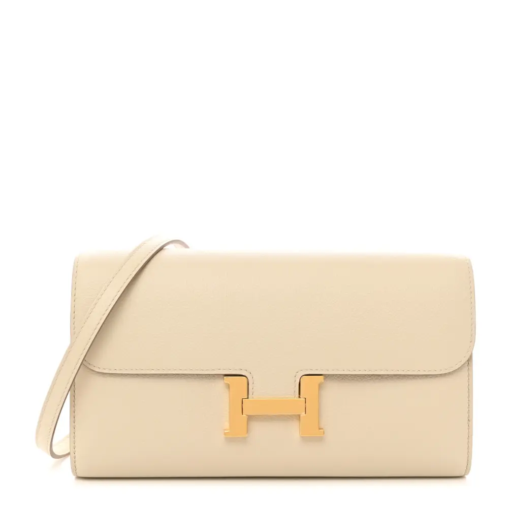 Hermès Constance Wallet To Go Béton Couro Evercolor Hardware Dourado