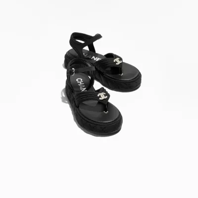 Chanel black grosgrain sandals