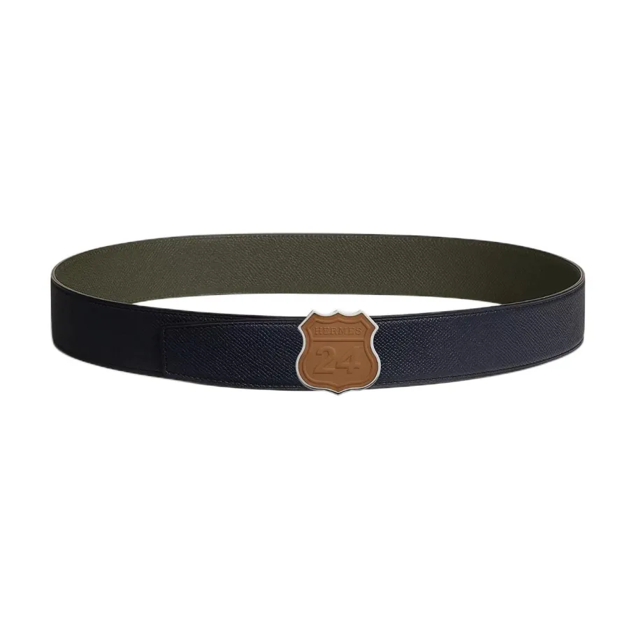 Hermès Men' s On The Road Buckle Reversible Belt In Brown/White/Blue/Black Calfskin 38mm