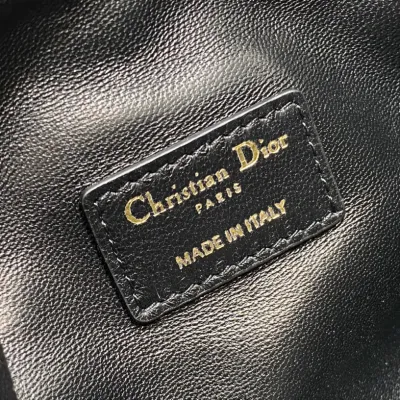 Dior Small D-Journey Bag in Black Macrocannage Lambskin Gold Hardware