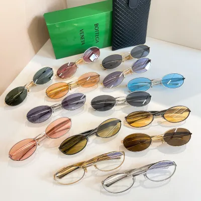 Bottega Veneta Oval glasses blue/coral/rust/green/brown/black gold/eggplant color Size 54口18-145