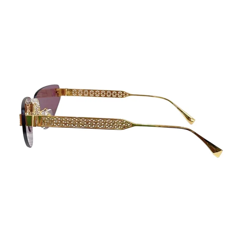 Fendi triangle frame glasses purple/black gold/gold/rose gold/blue gold/eggplant color with diamonds Size 64口10-145