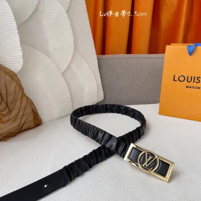 Louis Vuitton Women's Dauphine Smoke Elastic Belt In Black Calfskin With Gold Hardware 25mm