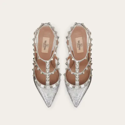 VALENTINO Sequined embroidered rivet heels (10 cm high heel)