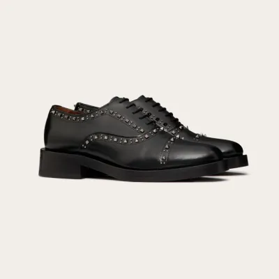 VALENTINO GENTLEGLAM Black calfskin Oxford lace-up shoes