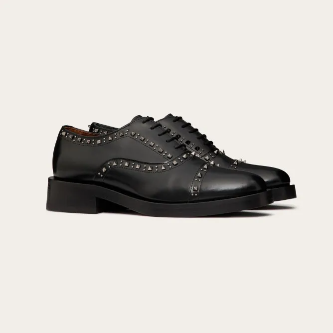 VALENTINO GENTLEGLAM Black calfskin Oxford lace-up shoes