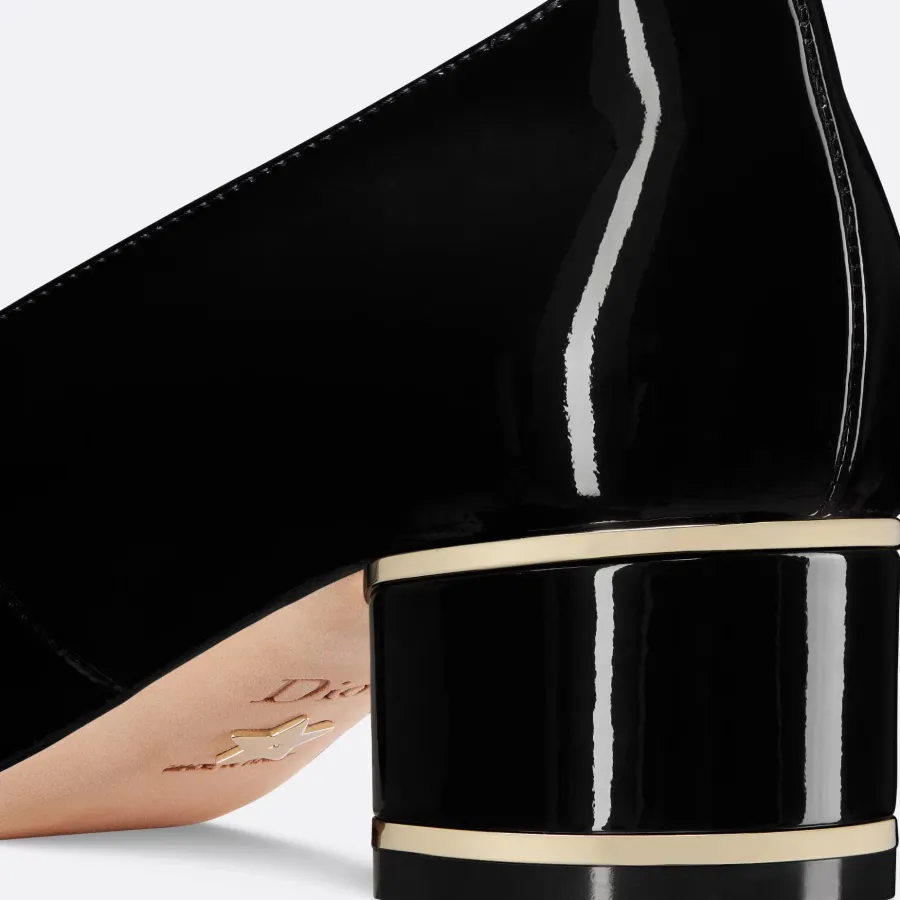 Dior black chunky heels square head high heels shoes