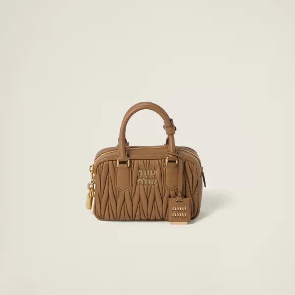 Miu Miu Arcadie matelassé Quilted Lambskin Leather Light Brown Top-Handle Bags - Image 6