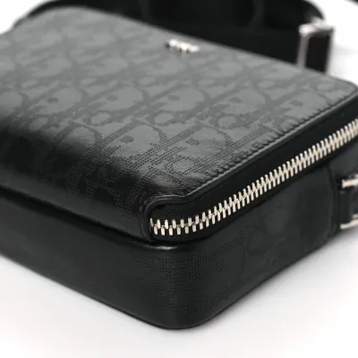 Dior Small Messenger Black Multicolor Galaxy Perforated Oblique Calfskin Leather Silver Hardware