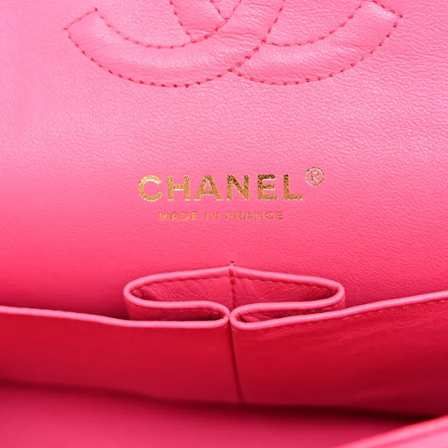 Grade Chanel Double Flap Medium Fuchsia Bag