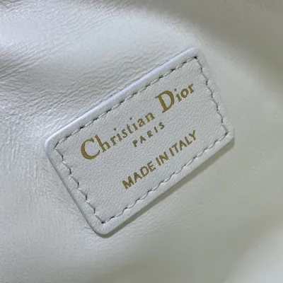 Dior Small D-Journey Bag in White Macrocannage Lambskin Gold Hardware
