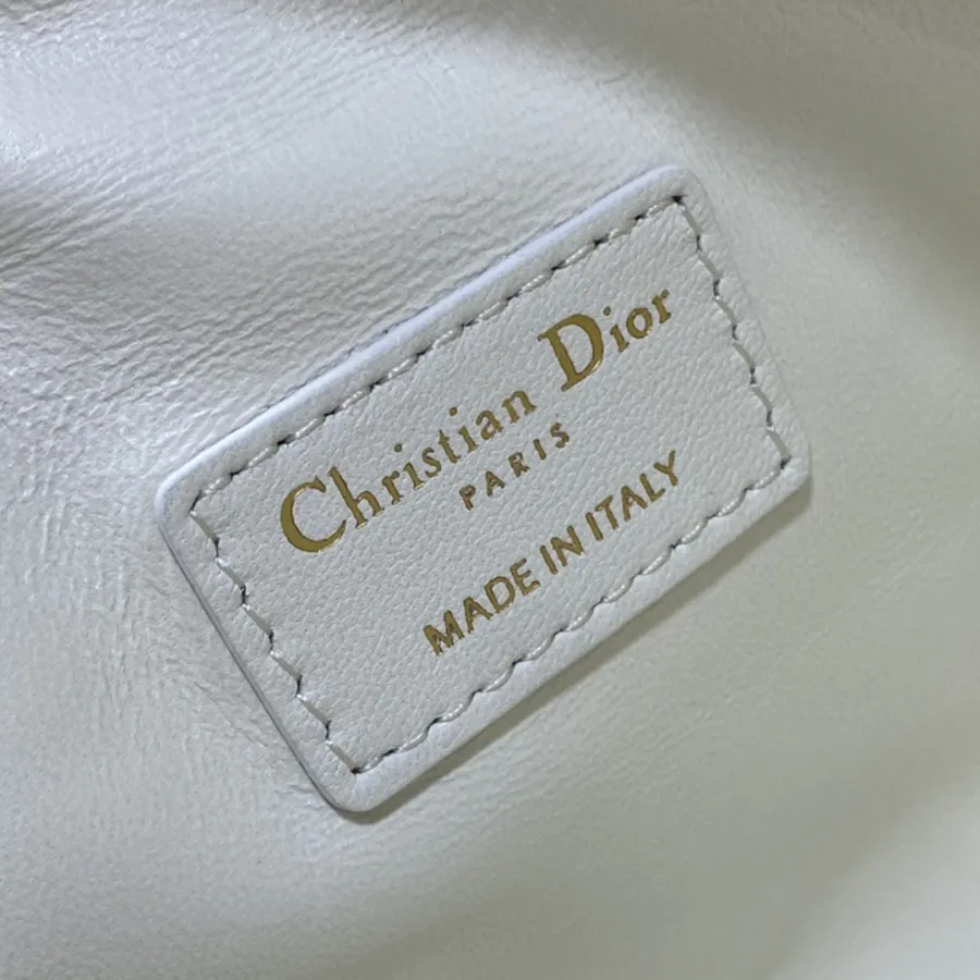 Dior Small D-Journey Bag in White Macrocannage Lambskin Gold Hardware