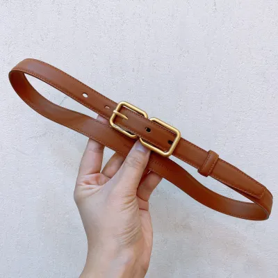 Saint Laurent Double Frame Buckle Belt In Black/Brown/Beige/White Calfskin With Gold Hardware 20mm