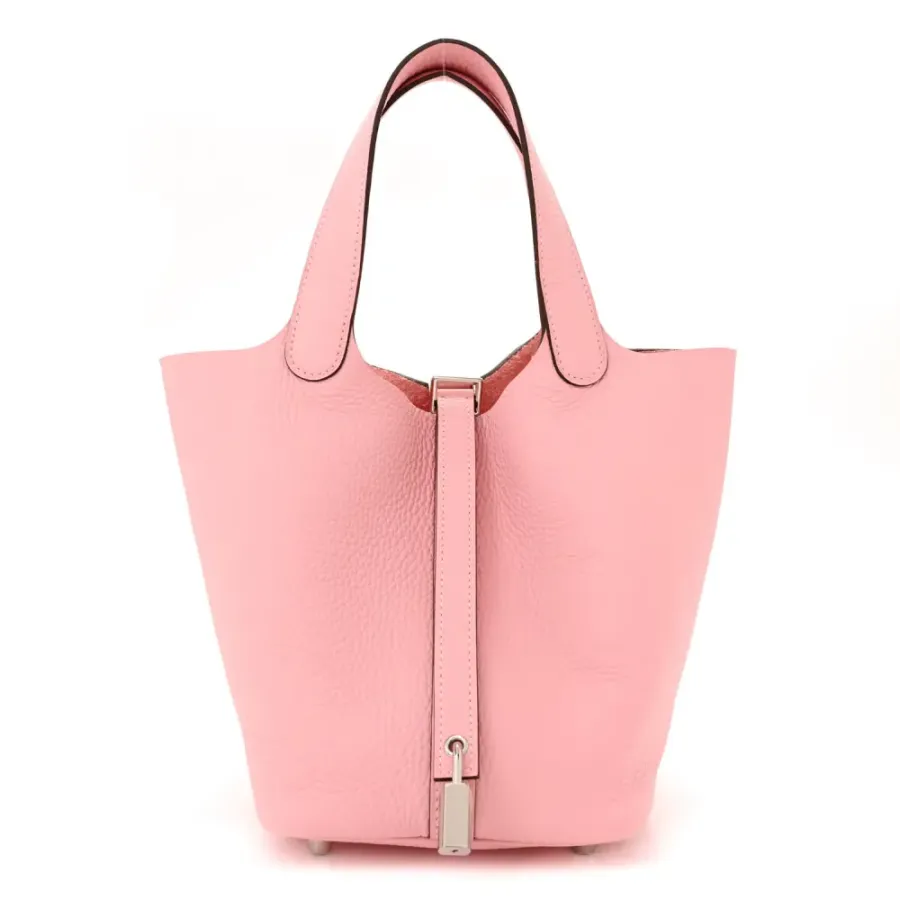 Hermès Picotin Lock 18 PM Rose Sakura Taurillon Clemence Leather Palladium Hardware