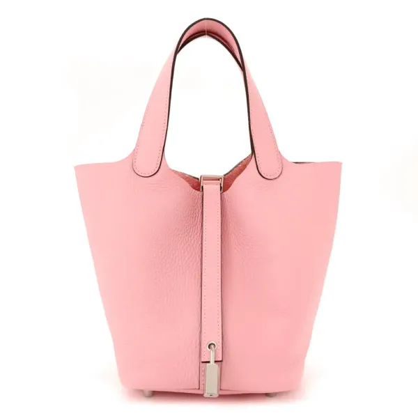 Hermès Picotin Lock 18 PM Rose Sakura Taurillon Clemence Leather Palladium Hardware