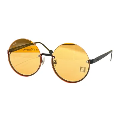 Fendi round frame glasses black gold/blue/orange/blue silver/brown color Size 59口18-143