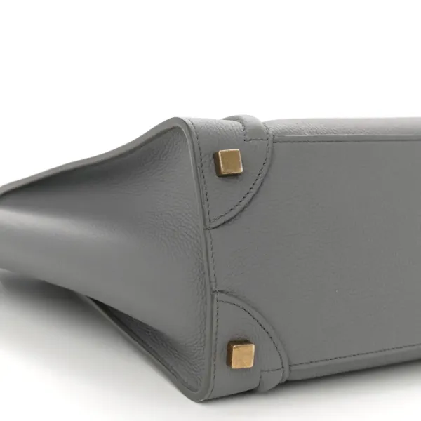 Celine Micro Luggage Kohl Baby Drummed Calfskin Leather Gold Hardware - Image 3