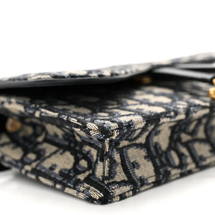 Dior Mini Saddle Belt Bag Blue Oblique Canvas Brass Hardware