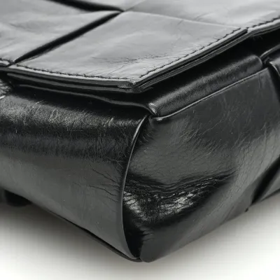 Bottega Veneta Small Intreccio Cassette Belt Bag Black Paper Calfskin Leather