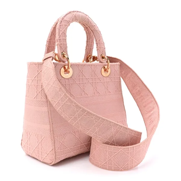 Dior Medium Lady D-Lite Bois De Rose Cannage Embroidered Canvas Gold Hardware - Image 3