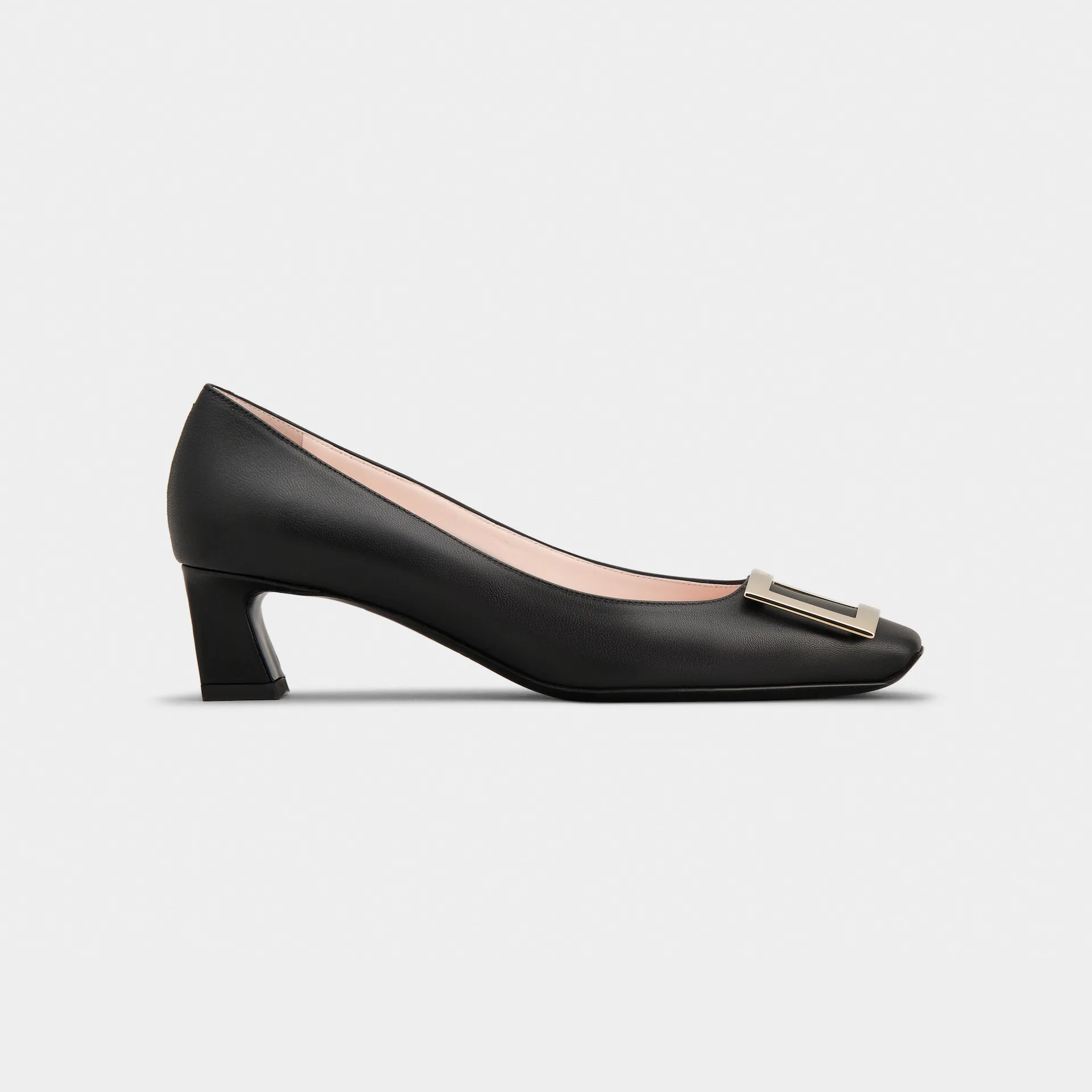 Roger Vivier Sapatilhas Trompette Salto Alto Em Couro Preto Com Fivela Metálica (Altura do Salto 4,5cm)