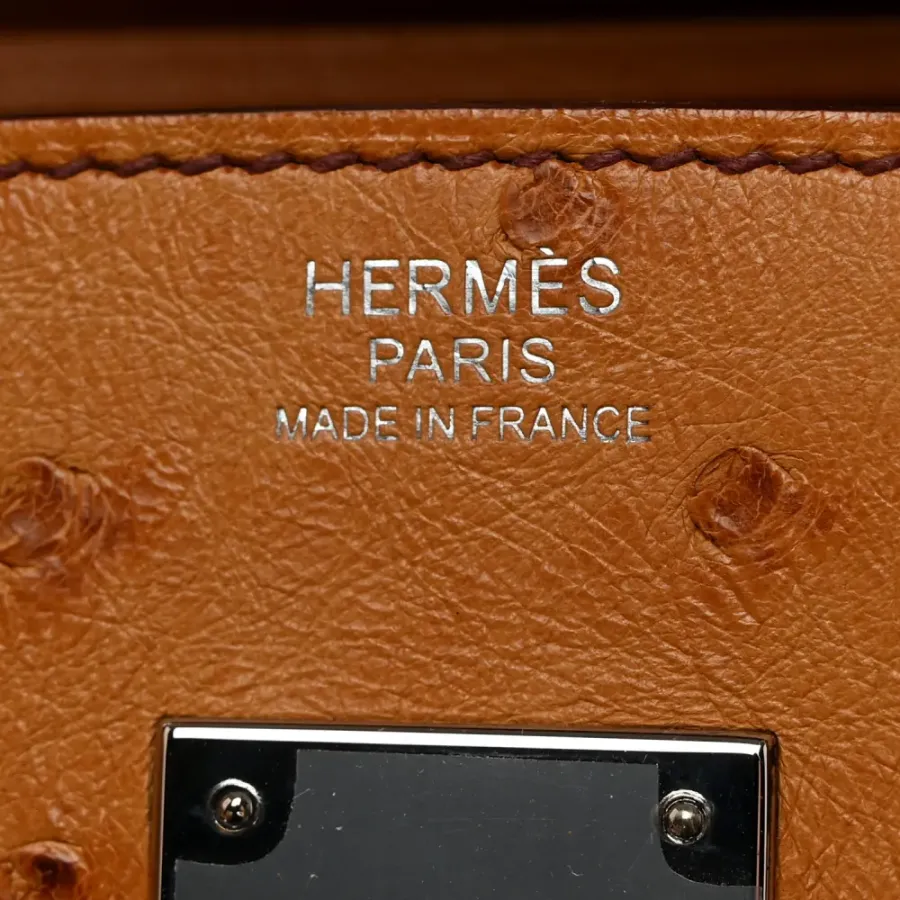 Hermès Birkin 30 Cognac Ostrich Leather Palladium Hardware