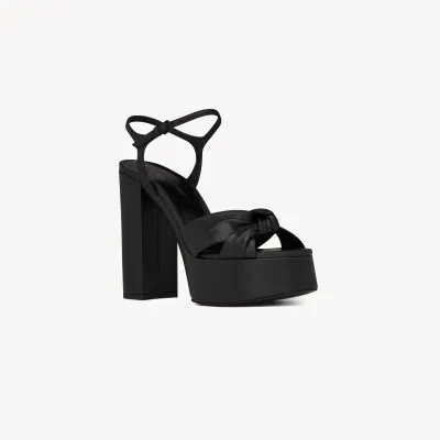 Yves Saint Laurent black white Sleek leather sandals with high heels