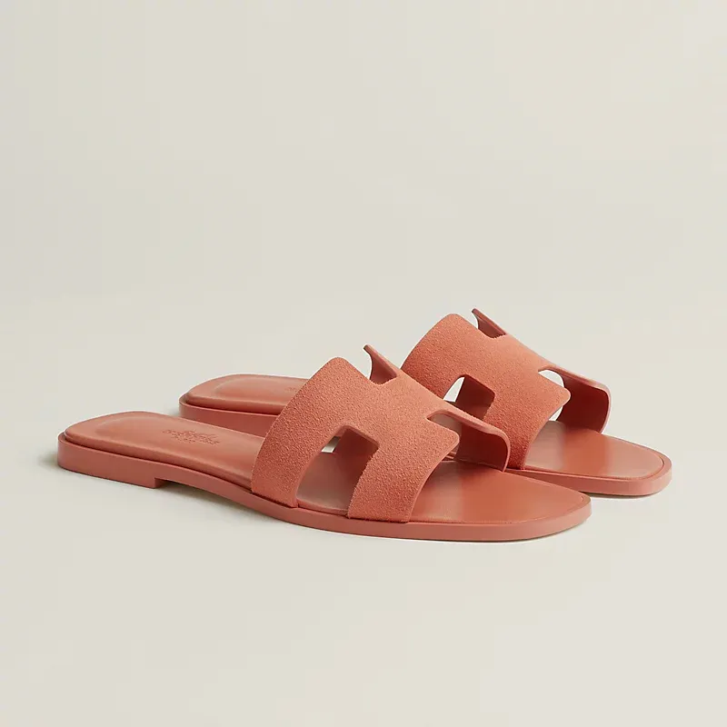 HERMES Oran Orange Slippers