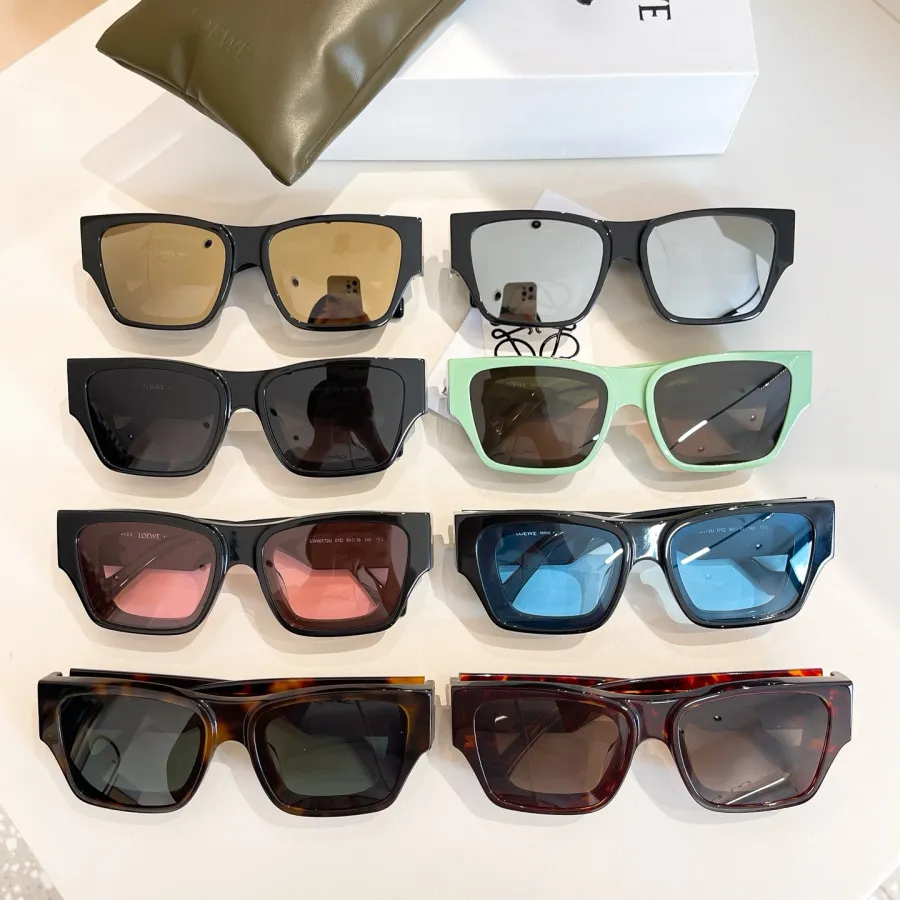 Loewe square frame glasses black/brown black/silver black/red black/blue black/leopard brown/leopard green/mint color Size 56口16-140
