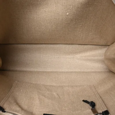 Saint Laurent Large Rive Gauche Tote Optic White Linen & Calfskin Leather