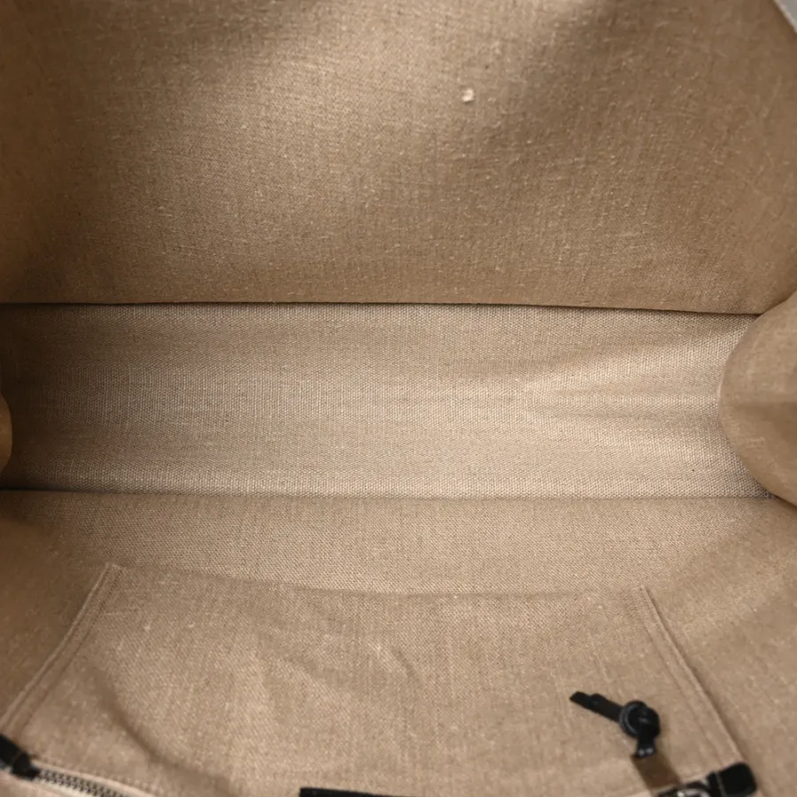 Saint Laurent Large Rive Gauche Tote Optic White Linen & Calfskin Leather