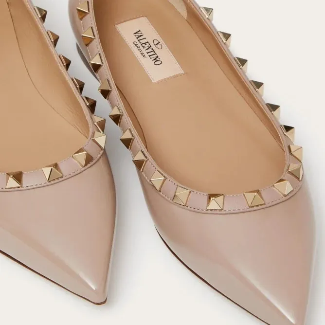 VALENTINO Patent studded Flat Shoes