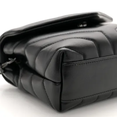 Saint Laurent Mini Loulou Crossbody Bag Black Y-Quilted Monochrome Monogram Calfskin Leather Black Hardware