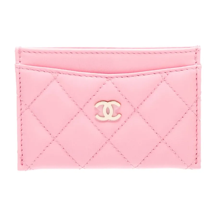 Chanel Small Classic Card Holder Pink Grained Calfskin Leather Gold Hardware
