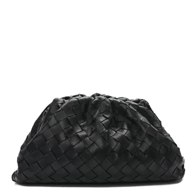 Bottega Veneta Medium Intrecciato Teen Pouch Black Nappa Leather