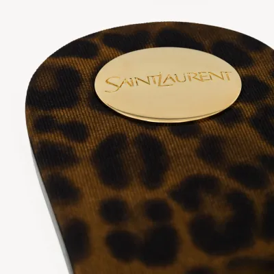 Yves Saint Laurent Leopard print grosgrain sandals slippers