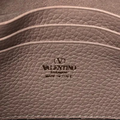 Valentino Garavani Small Rockstud Crossbody Pouch Poudre Grainy Calfskin Leather Gold Hardware