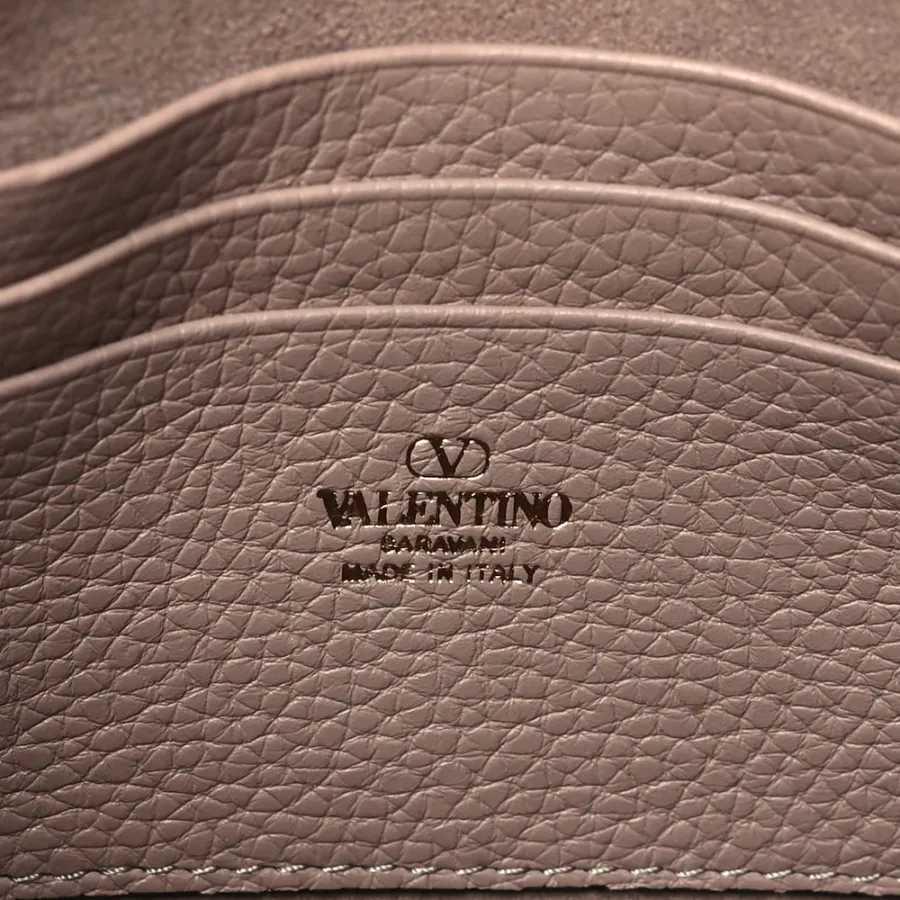 Valentino Garavani Small Rockstud Crossbody Pouch Poudre Grainy Calfskin Leather Gold Hardware