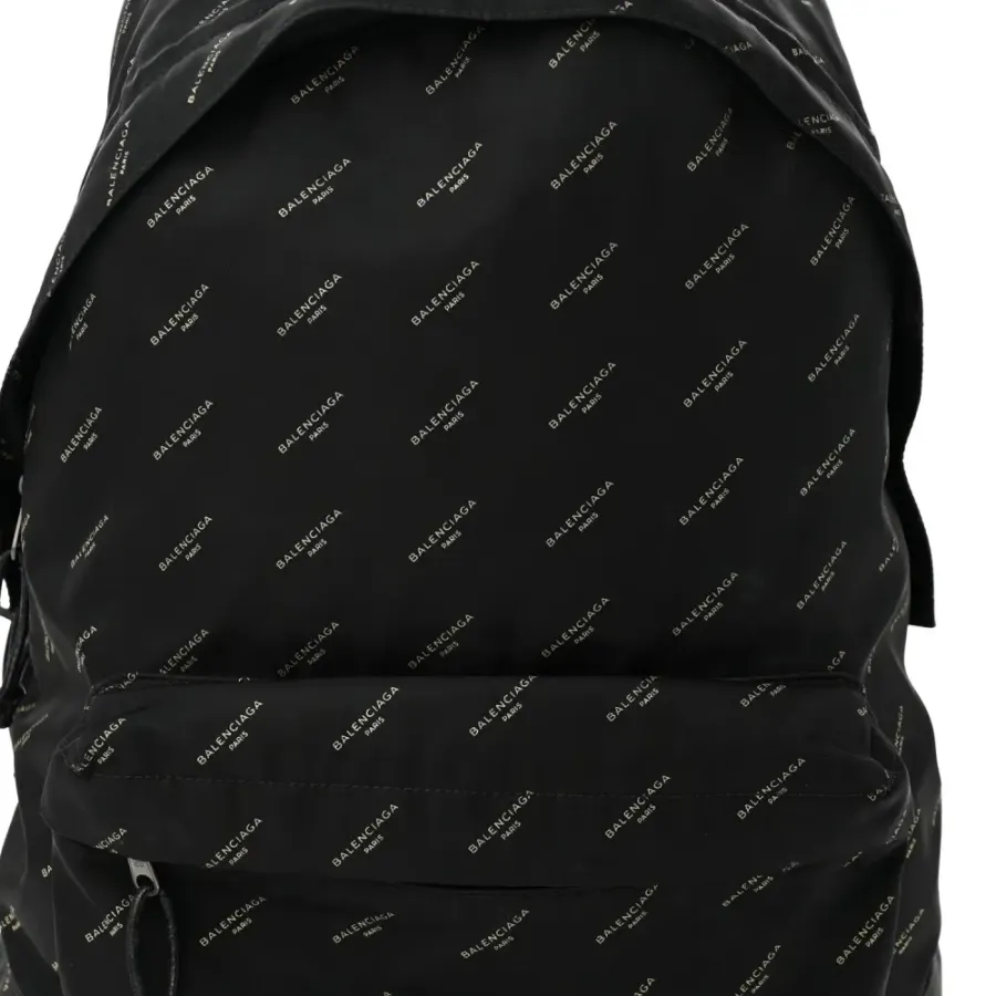 Balenciaga Medium Print Explorer Backpack Black/Gold Twill Nylon Allover Logo