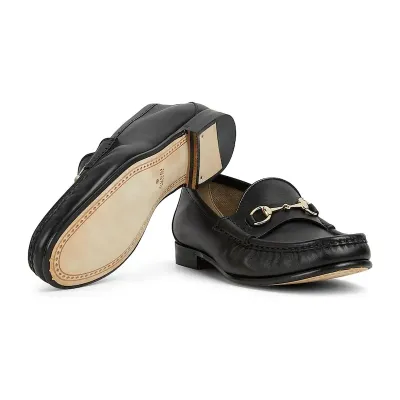 Gucci black horse bit buckle flat bottom Loafers
