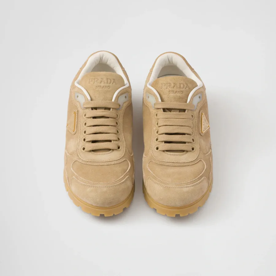 PRADA Faded suede leather sneakers
