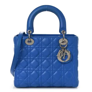 Dior Medium Lady Dior Bag Horizon Blue Cannage Lambskin Leather Silver Hardware