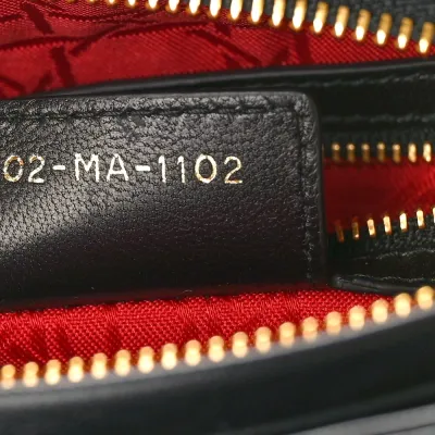 Dior Medium Lady Dior Black Cannage Lambskin Leather Gold Hardware