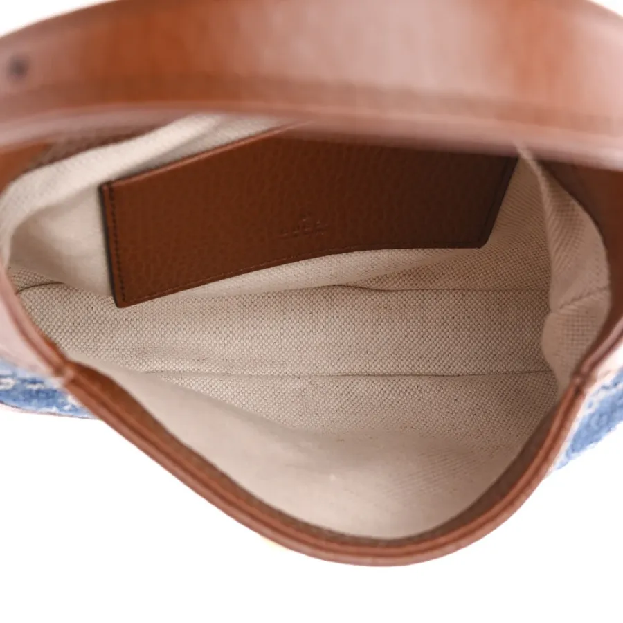 Gucci Mini Jackie 1961 Hobo Blue Tea / Cuir New Denim GG Monogram & Calfskin Leather Gold Hardware
