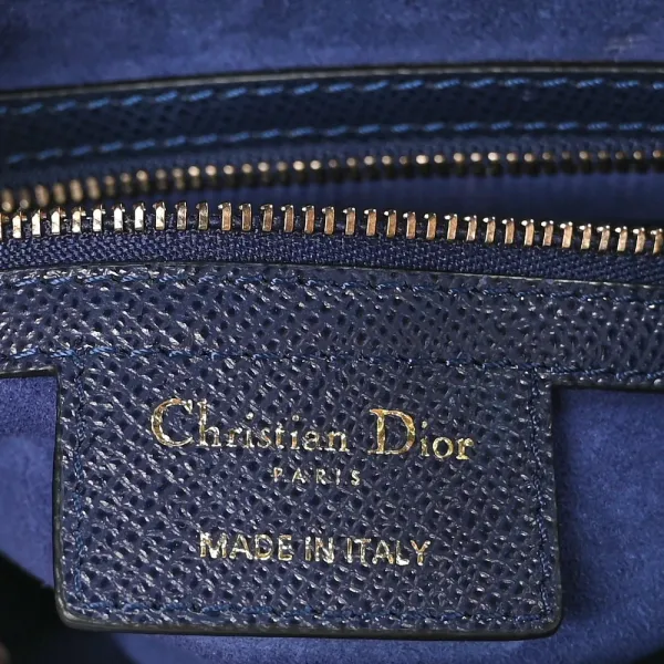 Dior Medium Saddle Bag Navy Blue Grained Calfskin Leather Gold Hardware - Image 2
